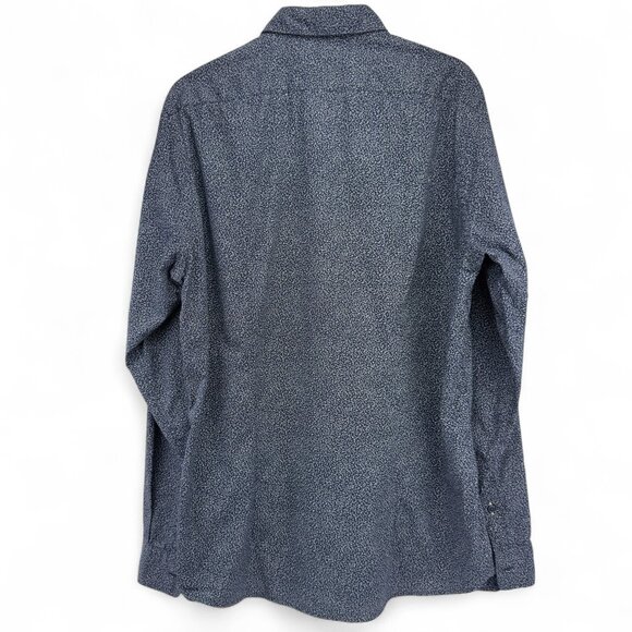 Hugo Boss Lukas Regular Fit Long Sleeves Abstract Print Navy Blue Shirt Size M - Picture 3 of 12